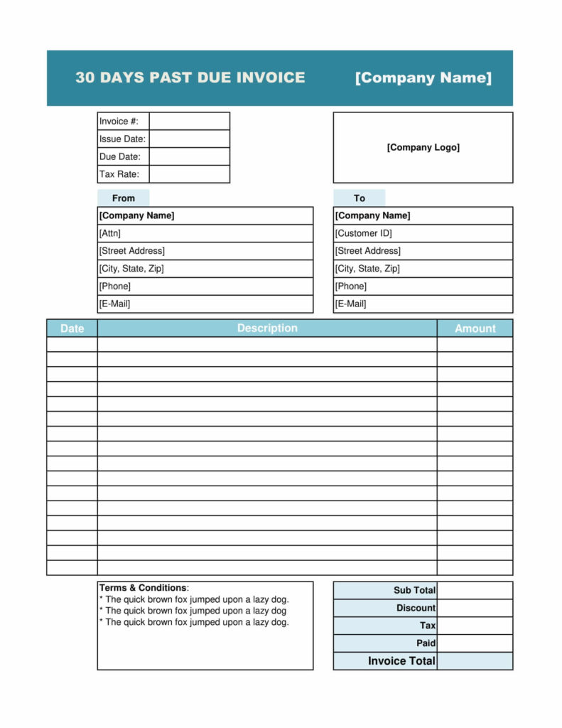 30 Days Past Due Invoice Template