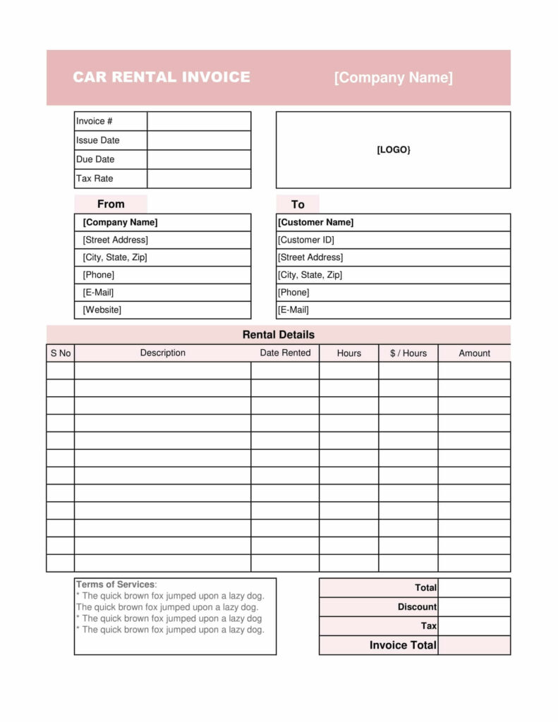 Car Rental Invoice Template