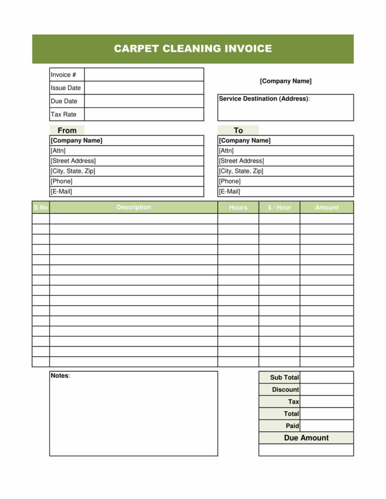 Carpet Cleaning Invoice Template