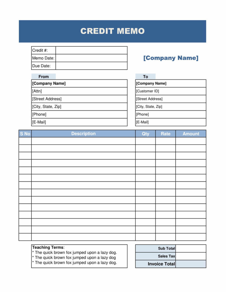 Credit Memo Template