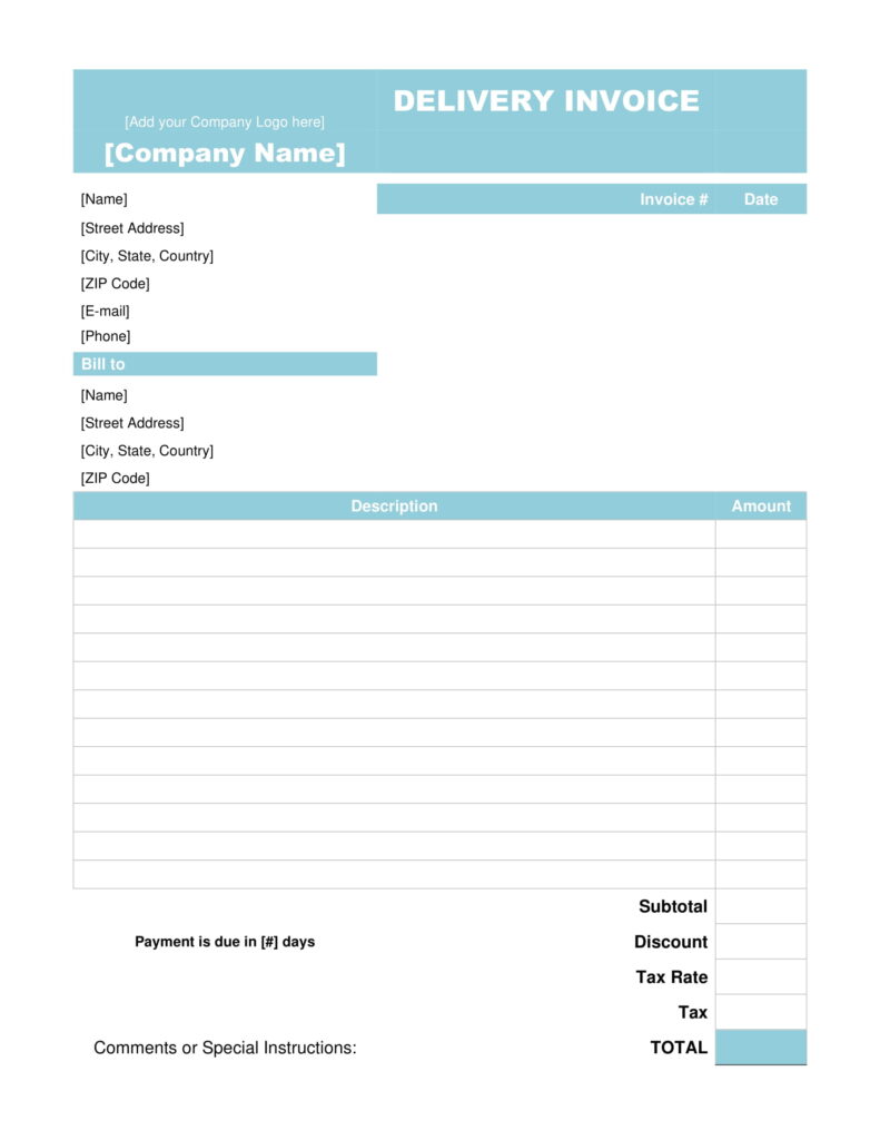 Delivery Invoice Template