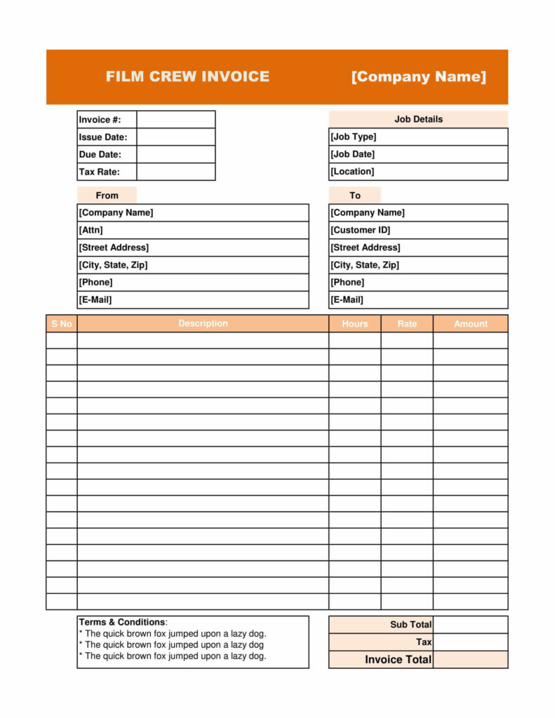 Film Crew Invoice Template