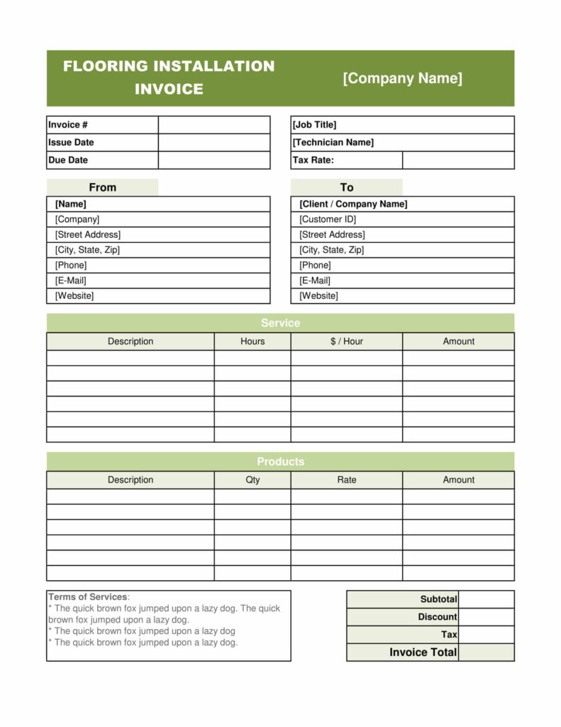 Flooring Installation Invoice Template