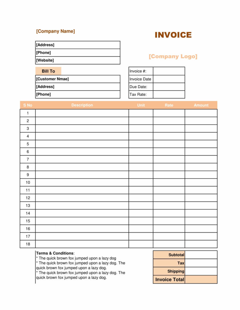 Free Downloadable Invoice Template