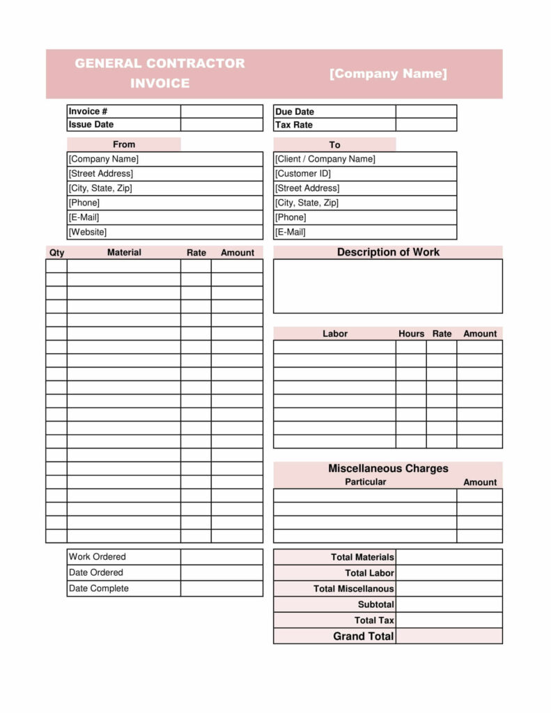 General Contractor Invoice Template