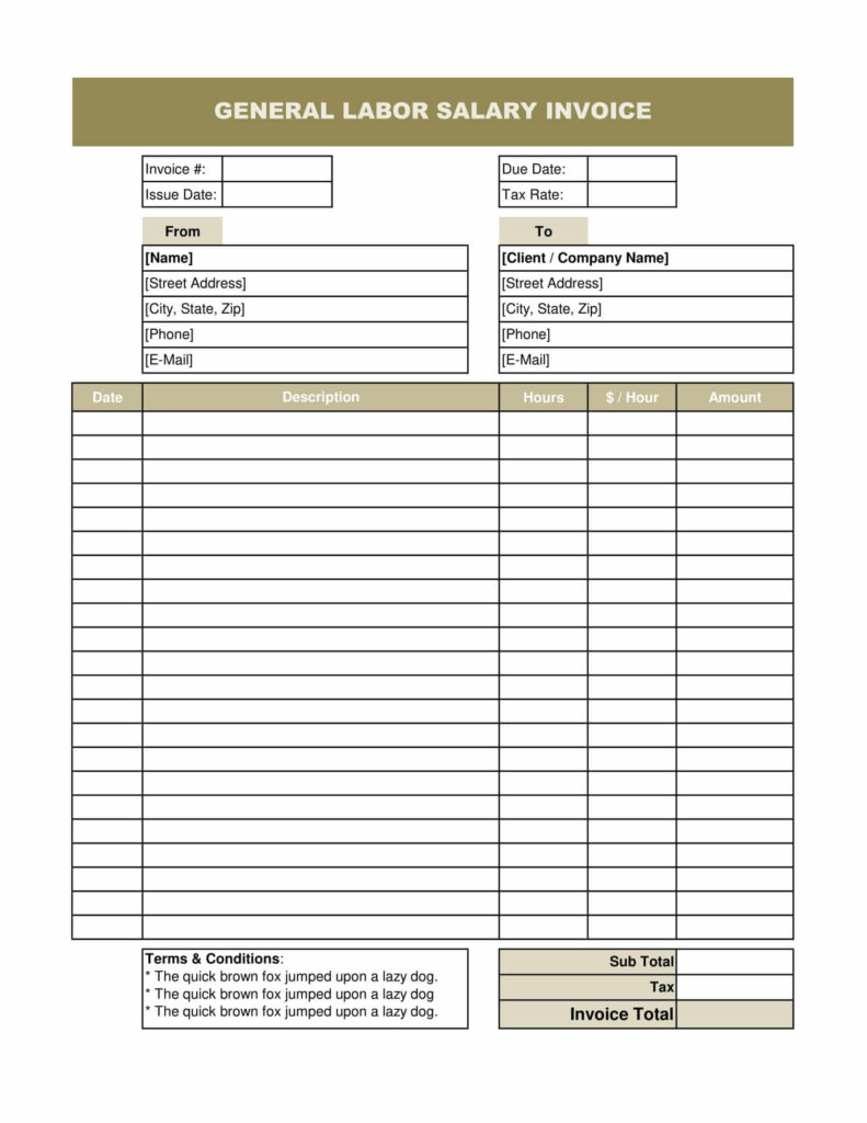 General Labor Invoice Template