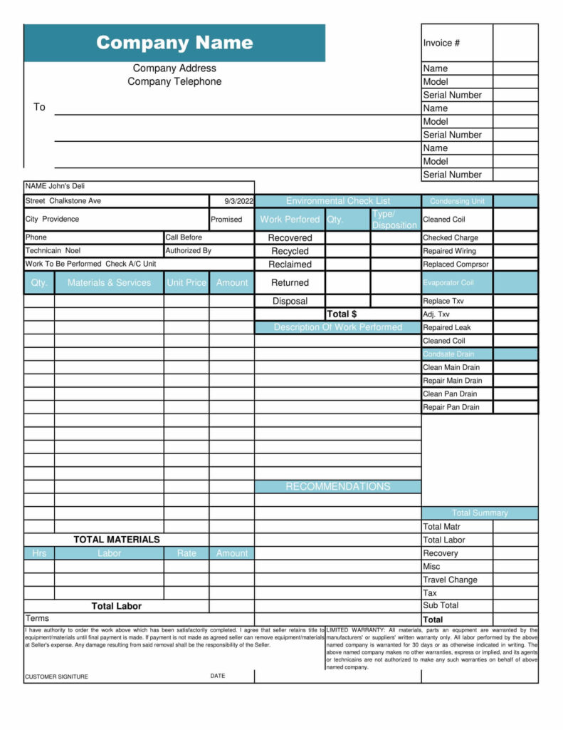 HVAC Invoice Template