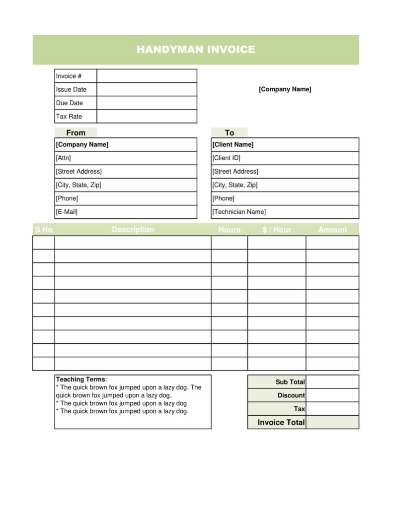 Handyman Invoice Template