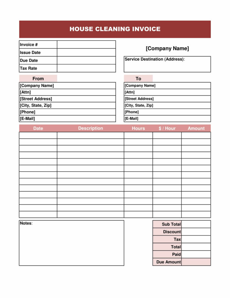 House Cleaning Invoice Template