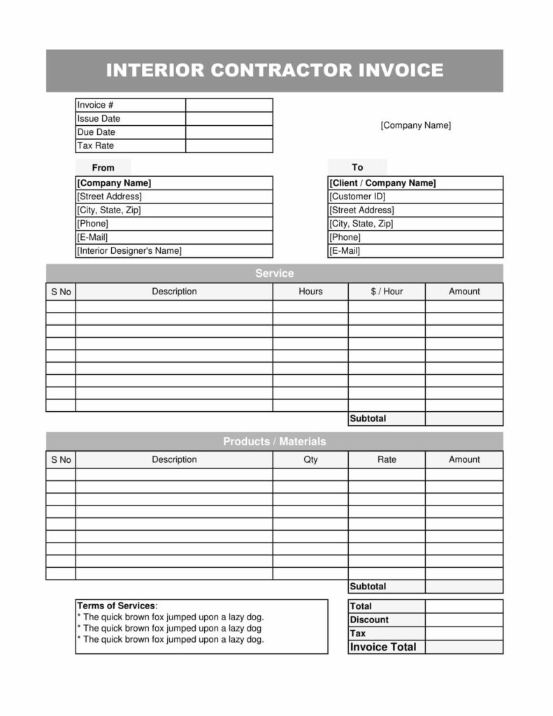 Interior Design Invoice Template