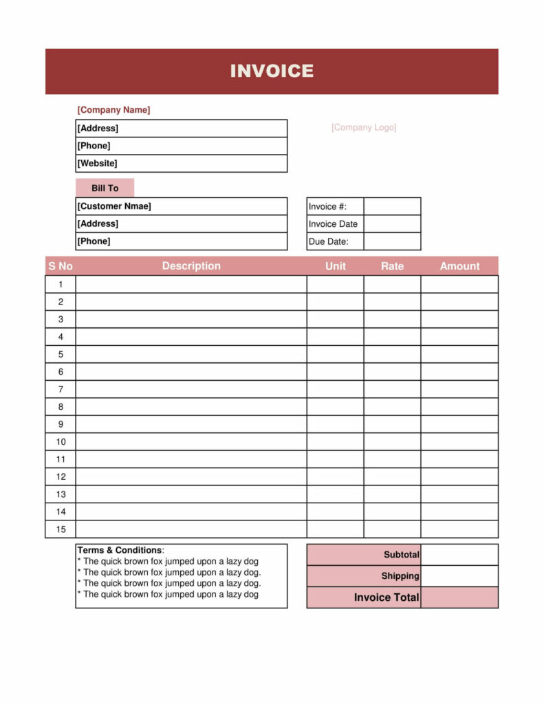 Invoice Template Excel