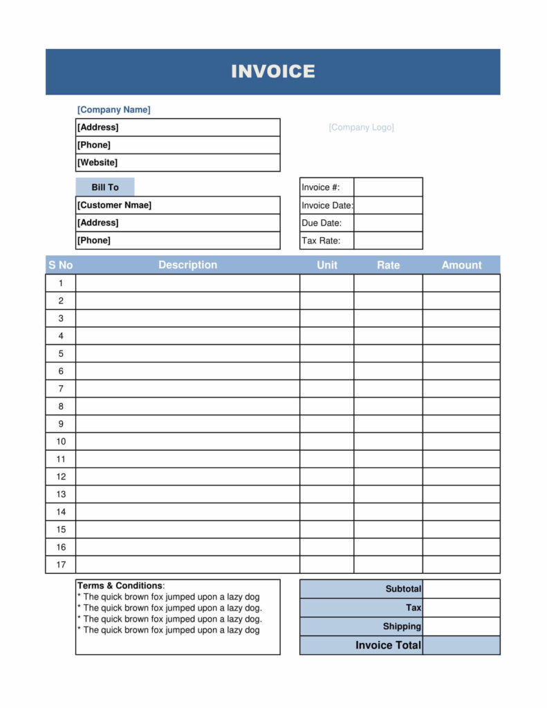 Invoice Template Excel Free Download