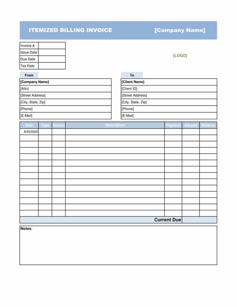 Itemized Invoice Template