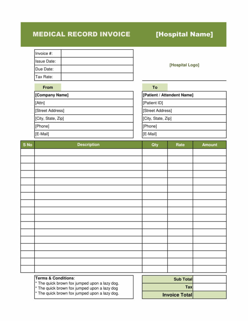 Medical Records Request Invoice Template