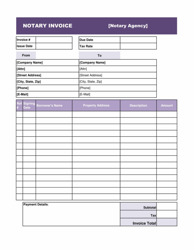 Notary Invoice Template