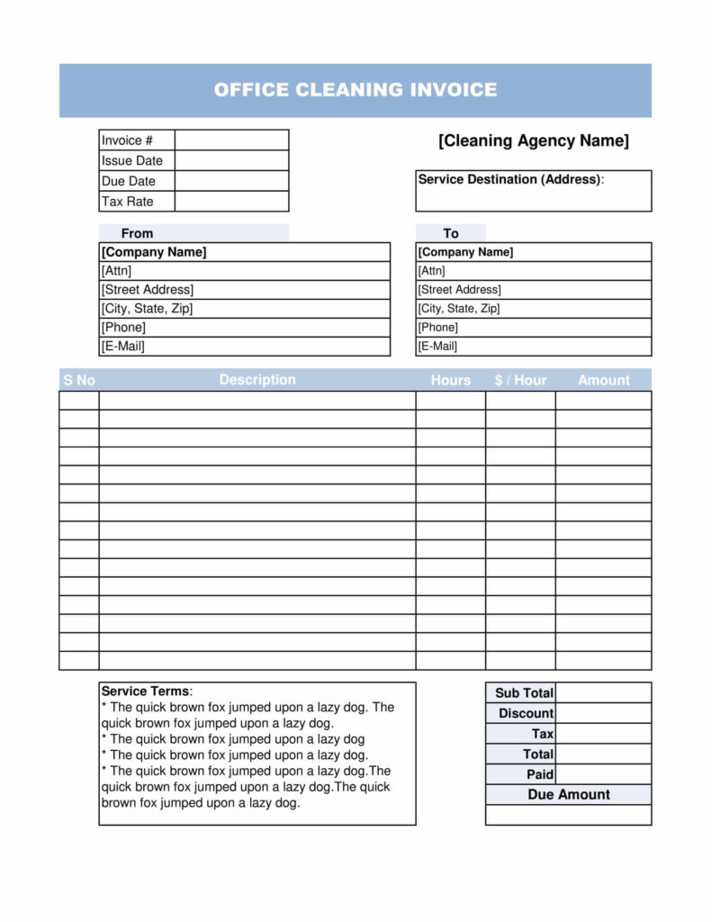 Office Cleaning Invoice Template