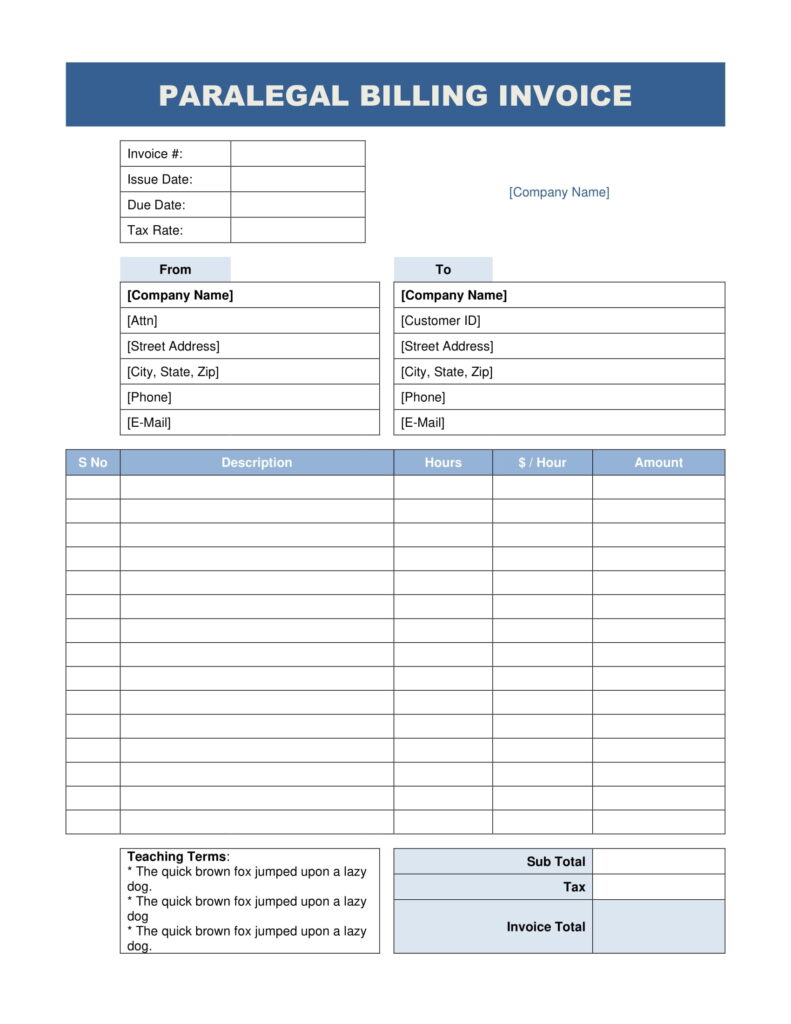 Paralegal Invoice Template