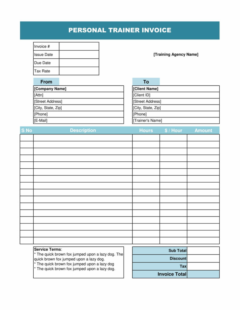 Personal Trainer Invoice Template