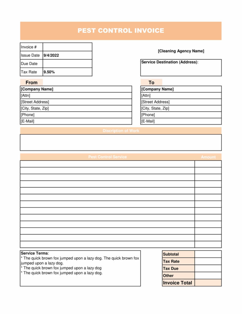 Pest Control Invoice Template