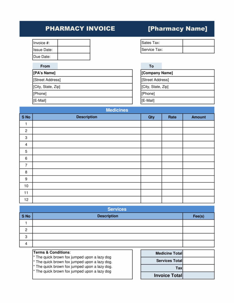 Pharmacy Invoice Template