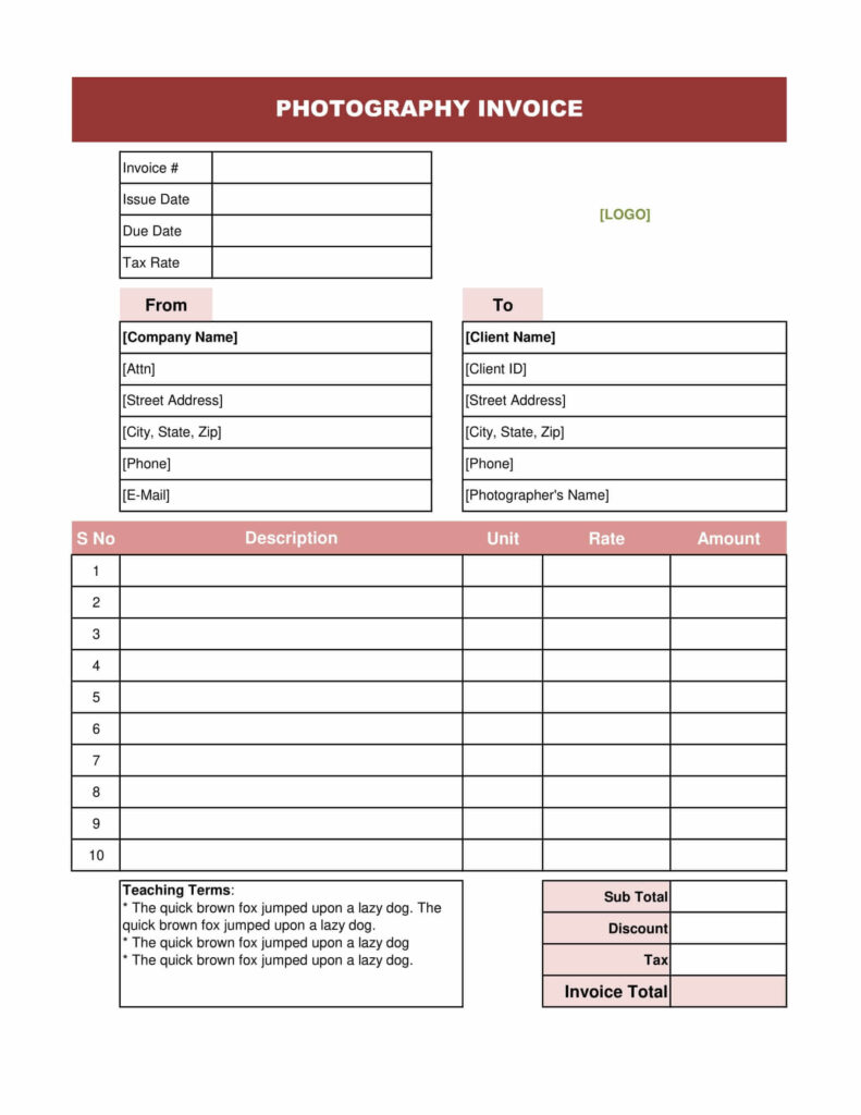 Photography Invoice Template