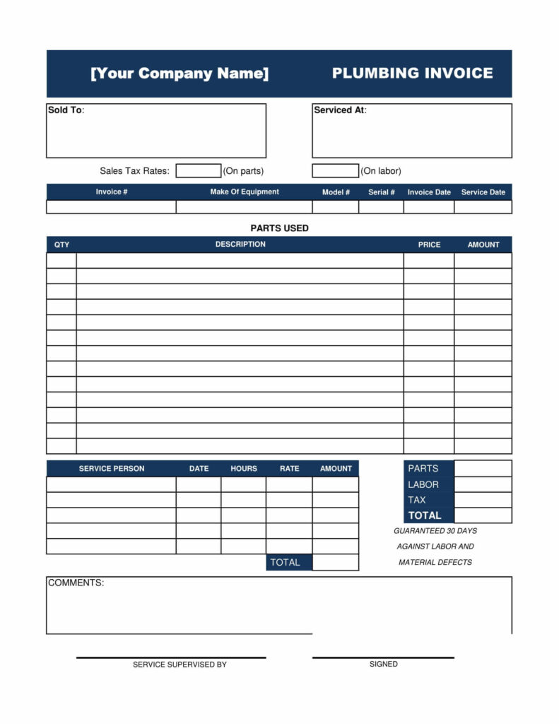 Plumbing Invoice Template