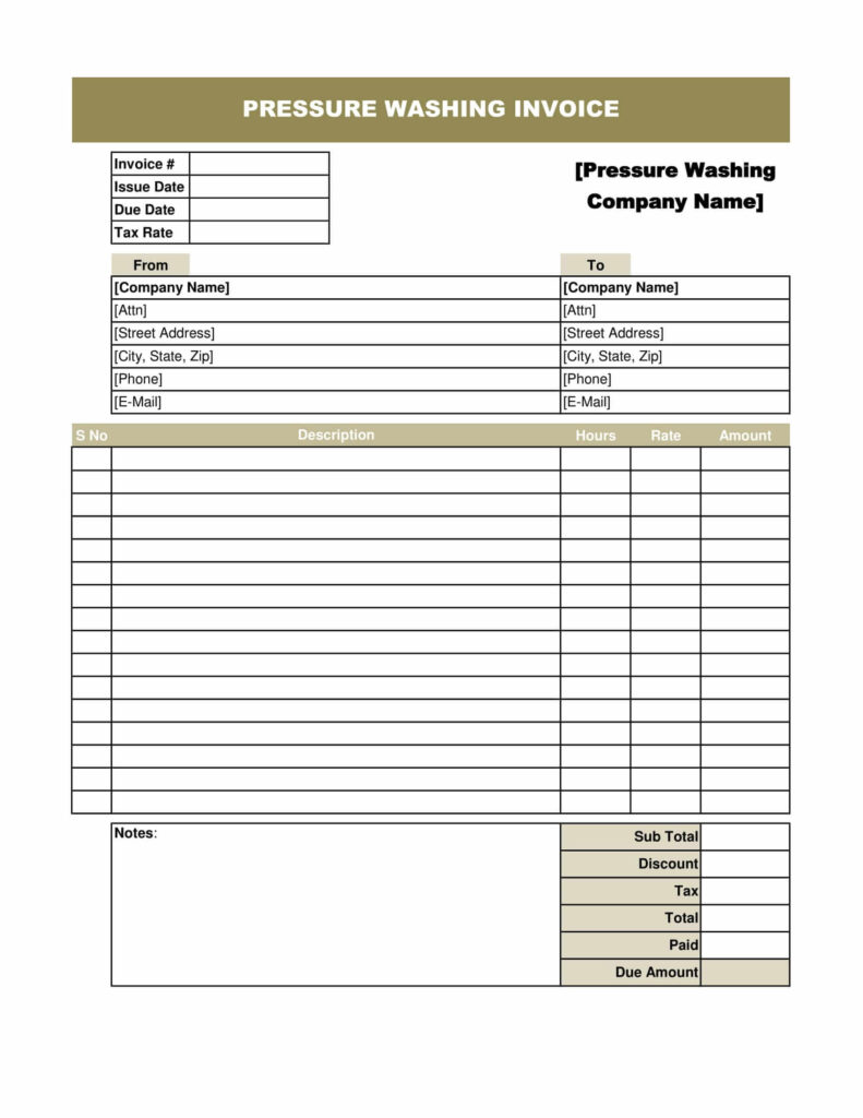 Pressure Washing Invoice Template