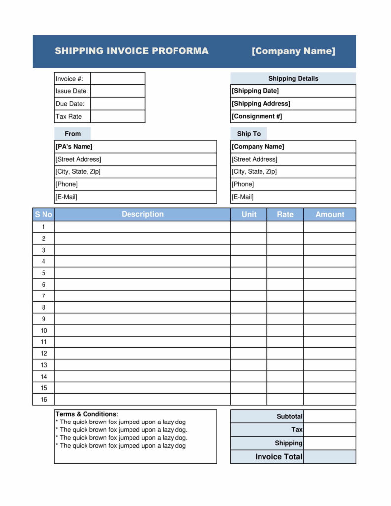 Proforma Invoice Template