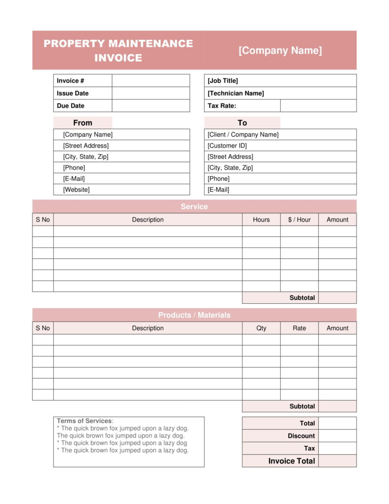 Property Maintenance Invoice Template