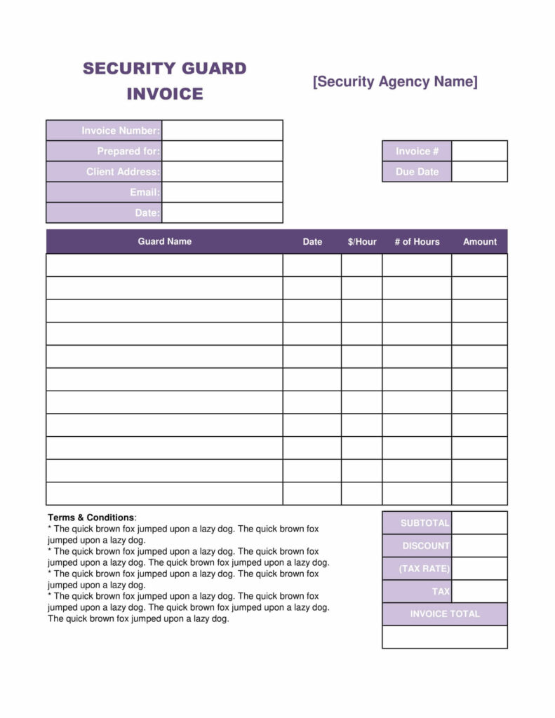 Security Guard Invoice Template