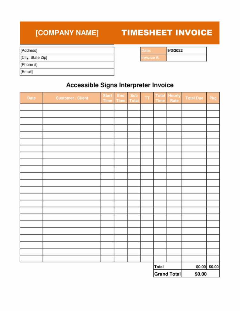 Timesheet Invoice Template