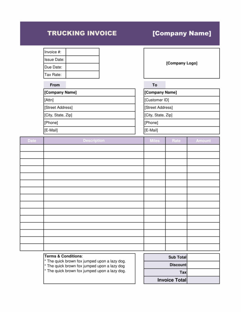 Trucking Invoice Template