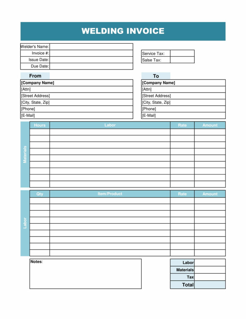 Welding Invoice Template